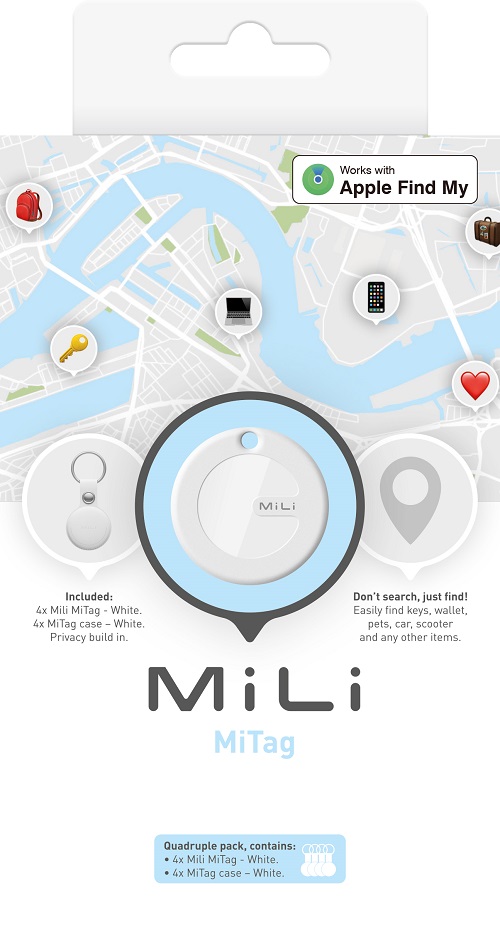MiTag & Leather case White 4 Pack